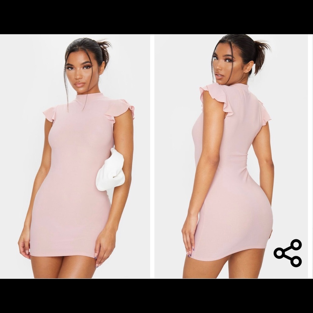 Rose high neck cap-sleeve bodycon dress ✨👗